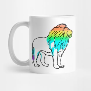 Cute Color Gradient Lion Shape Outline Drawing Mug